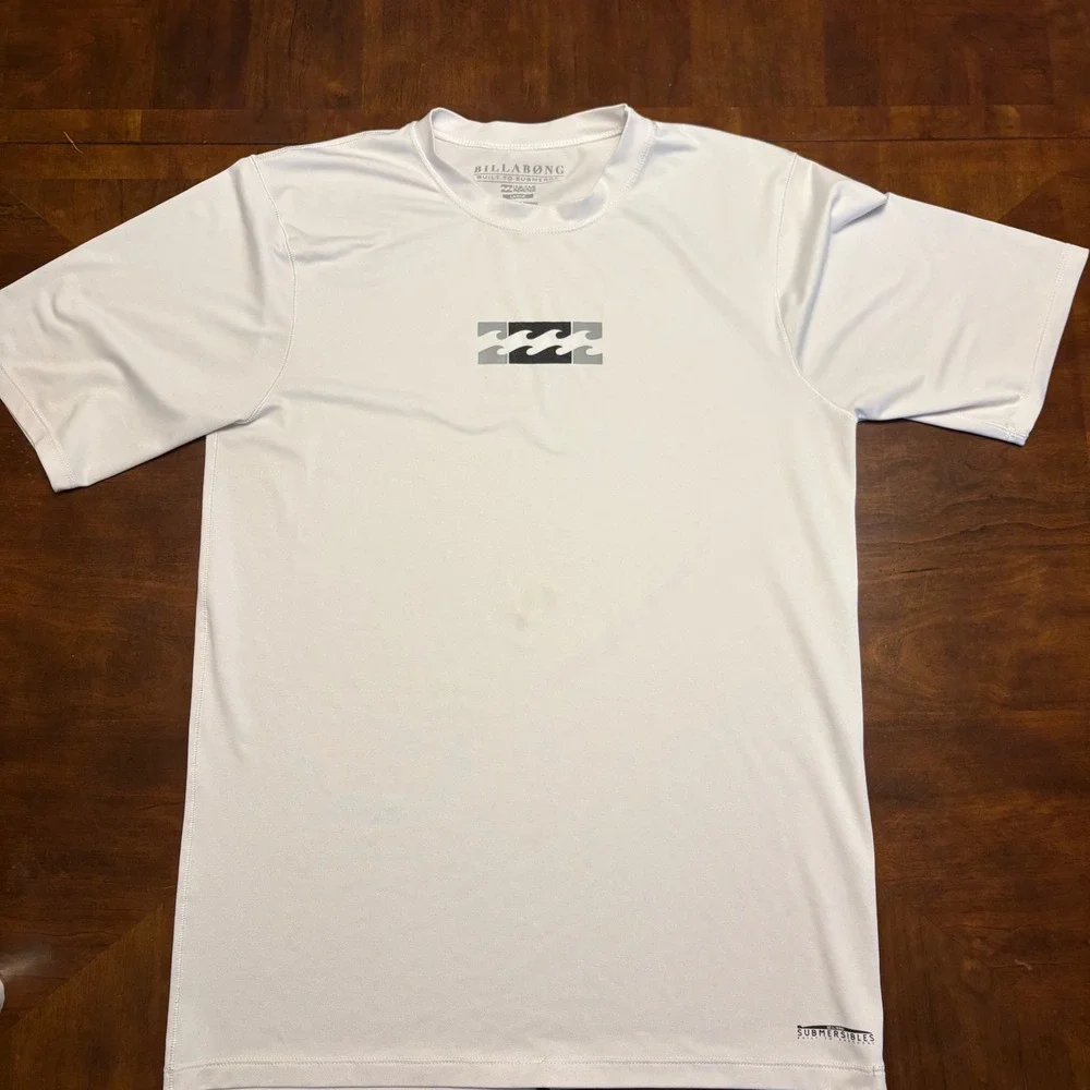 Billabong Submersibles Rash Guard Mens Large White UV Protection Short Sleeve